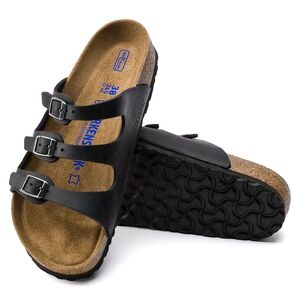 NWT Birkenstock Florida Soft Footbed Black Sandals Size 37 🖤🌞